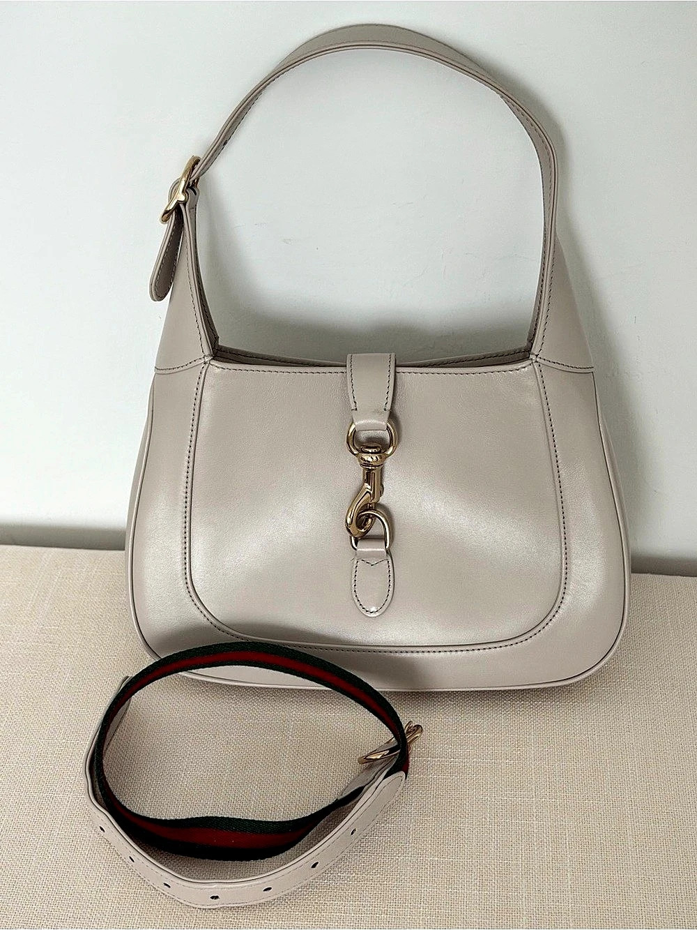 Gucci Jackie 1961 medium Shoulder Bag Cream & Green